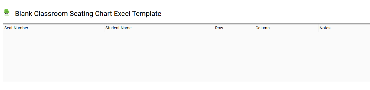 Blank classroom seating chart Excel template
