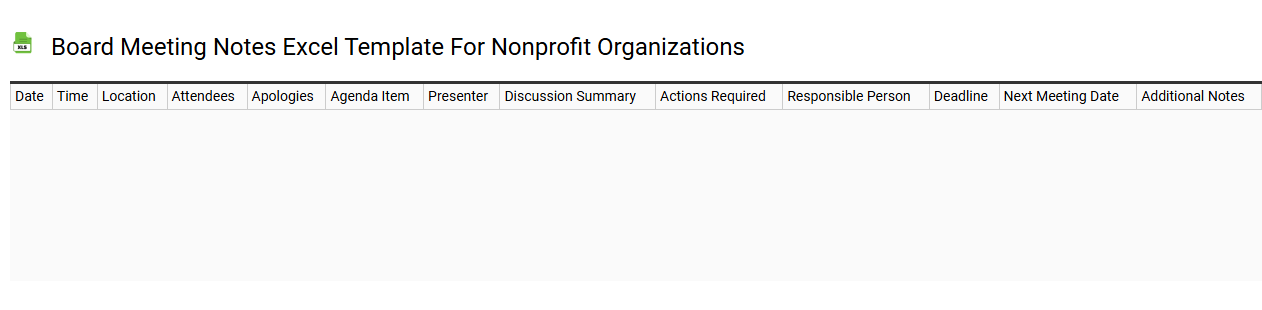 Board meeting notes Excel template for nonprofit organizations