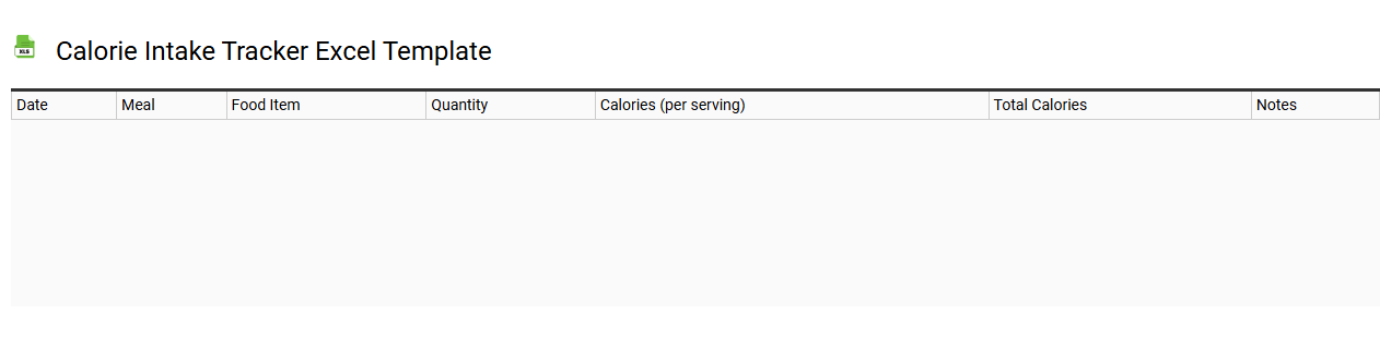 Calorie intake tracker Excel template