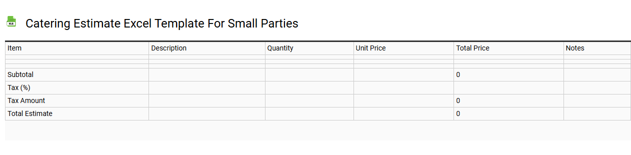 Catering estimate Excel template for small parties