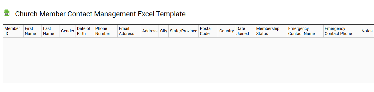 Church member contact management Excel template