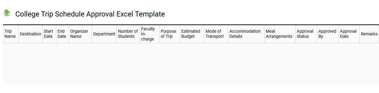 College trip schedule approval Excel template