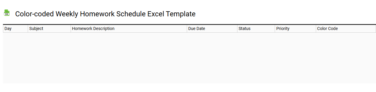 Color-coded weekly homework schedule Excel template