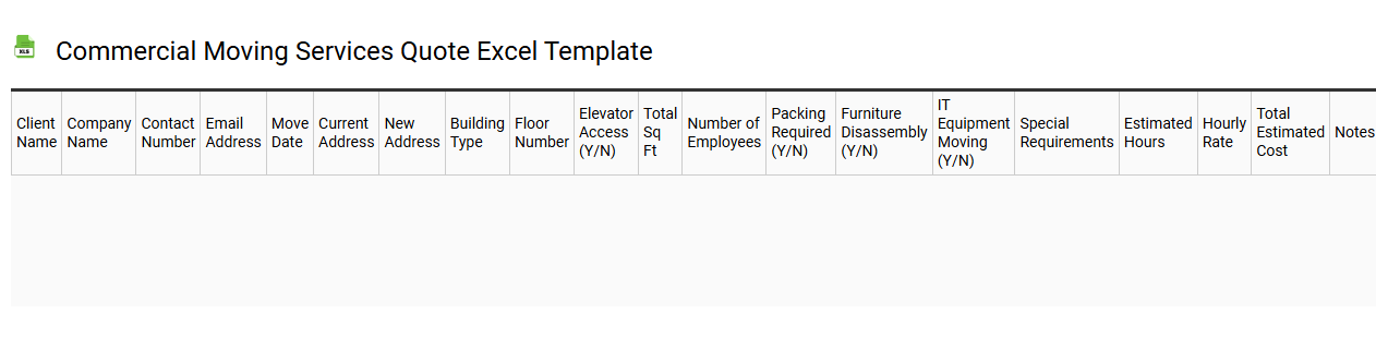 Commercial moving services quote Excel template