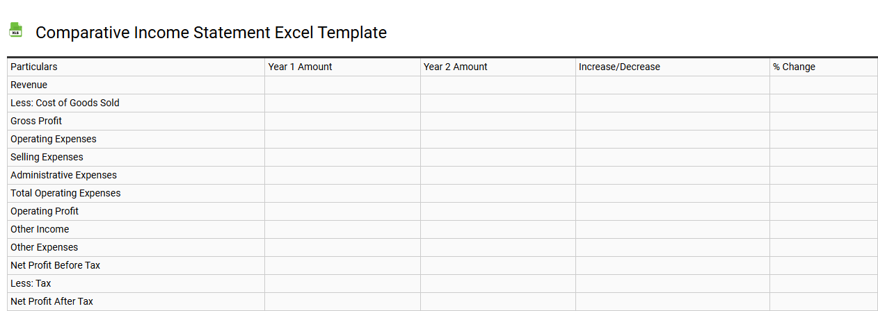 Comparative income statement Excel template