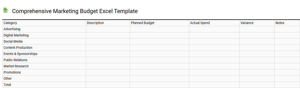 Comprehensive marketing budget Excel template