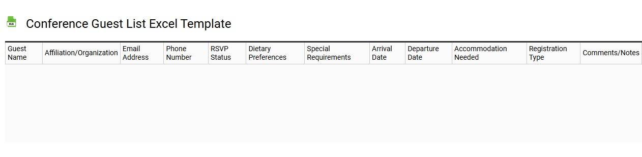 Conference guest list Excel template