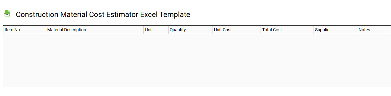 Construction material cost estimator Excel template