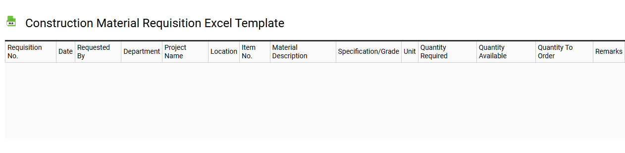 Construction material requisition Excel template