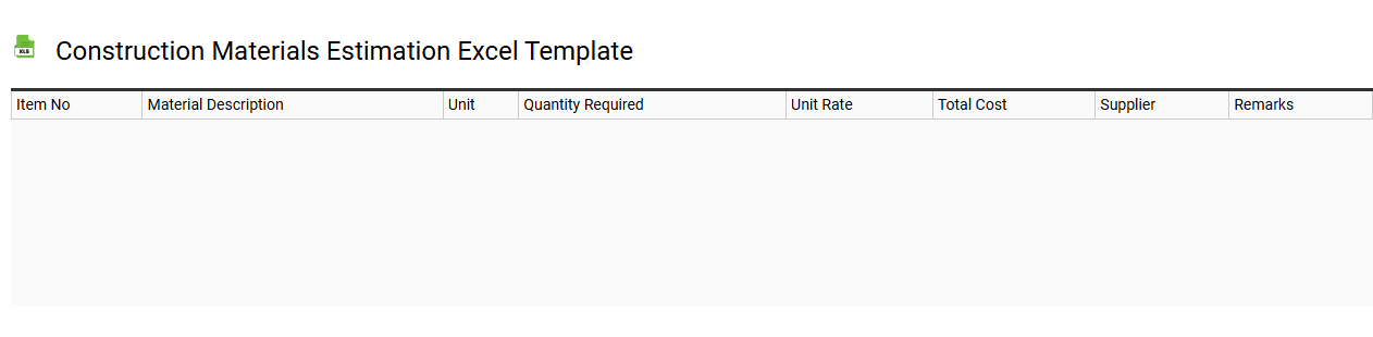Construction materials estimation Excel template