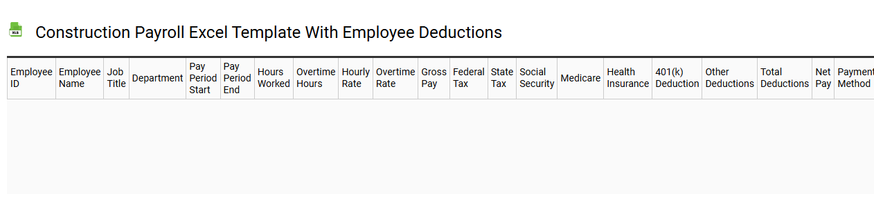 Construction payroll Excel template with employee deductions