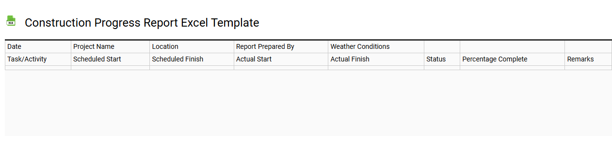 Construction progress report Excel template