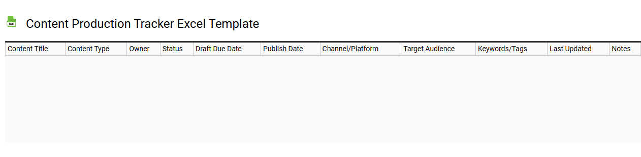 Content production tracker Excel template