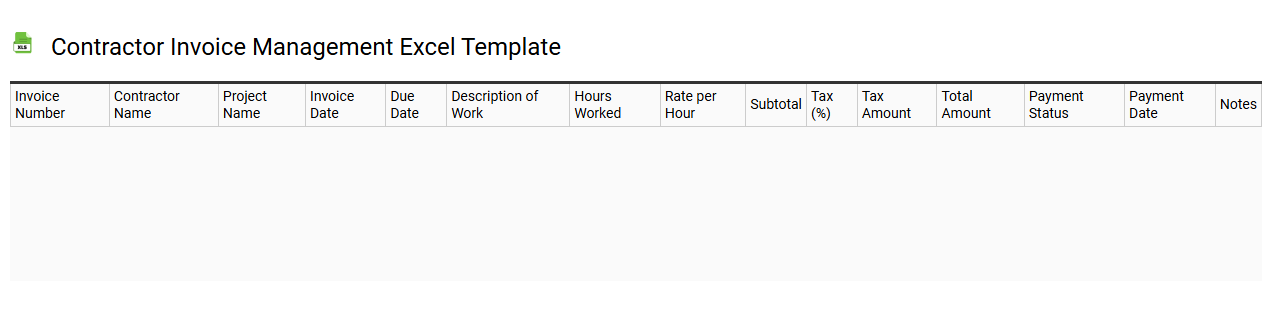Contractor invoice management Excel template
