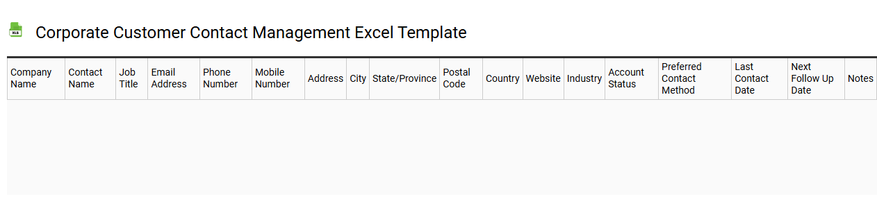 Corporate customer contact management Excel template