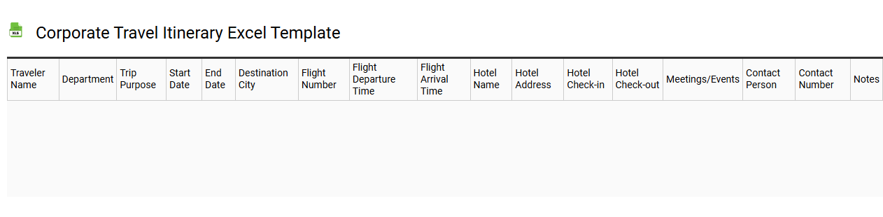 Corporate travel itinerary Excel template