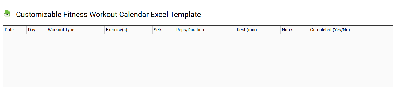 Customizable fitness workout calendar Excel template
