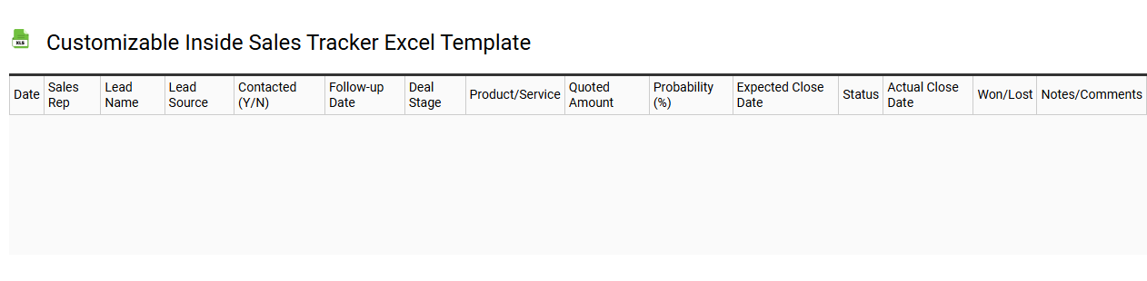 Customizable inside sales tracker Excel template