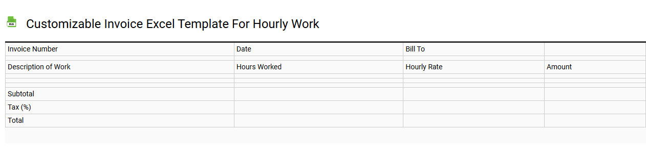 Customizable invoice Excel template for hourly work
