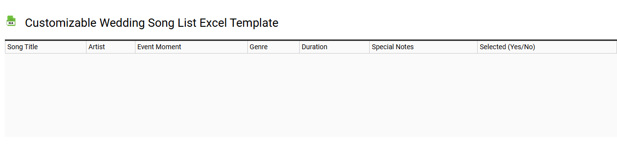 Customizable wedding song list Excel template