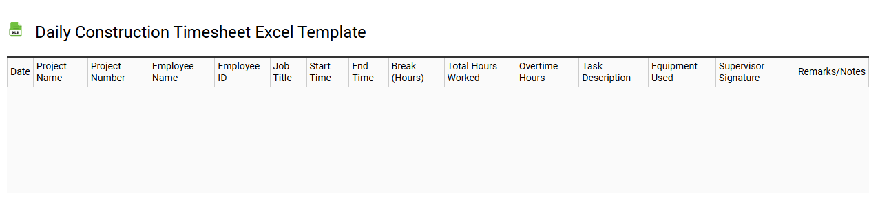 Daily construction timesheet Excel template