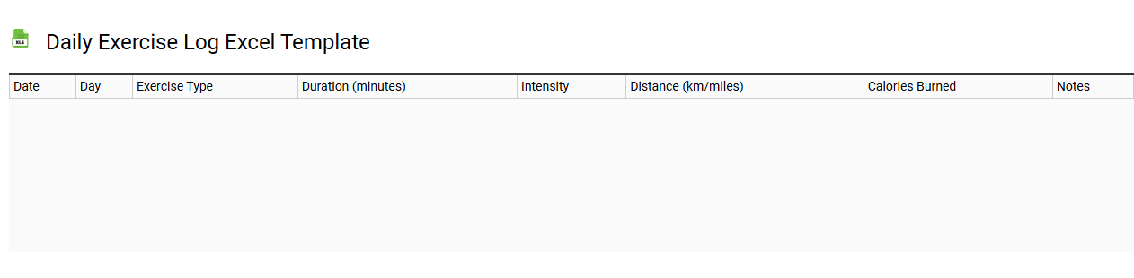 Daily exercise log Excel template