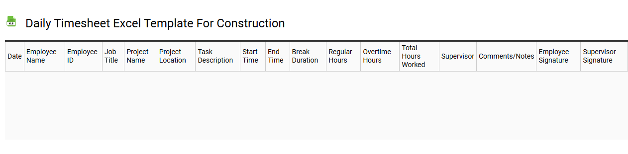 Daily timesheet Excel template for construction