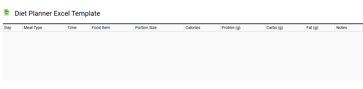 Diet planner Excel template