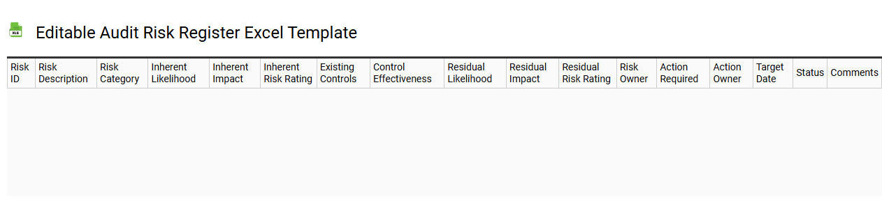 Editable audit risk register Excel template