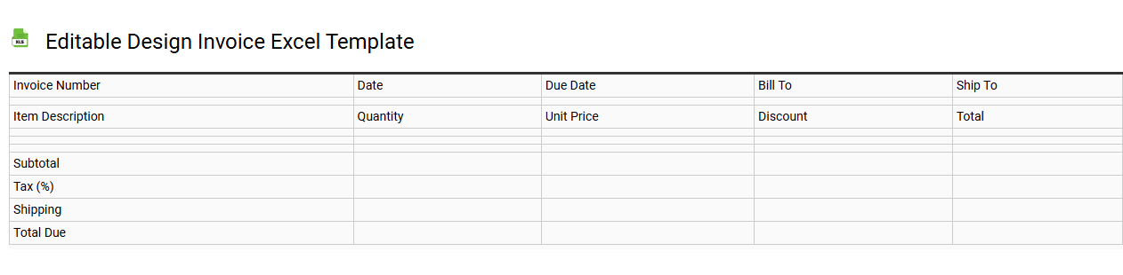 Editable design invoice Excel template