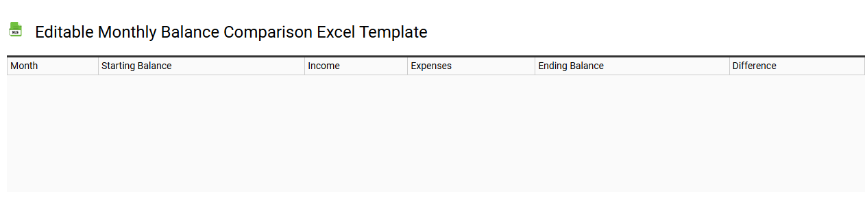 Editable monthly balance comparison Excel template