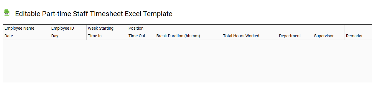 Editable part-time staff timesheet Excel template