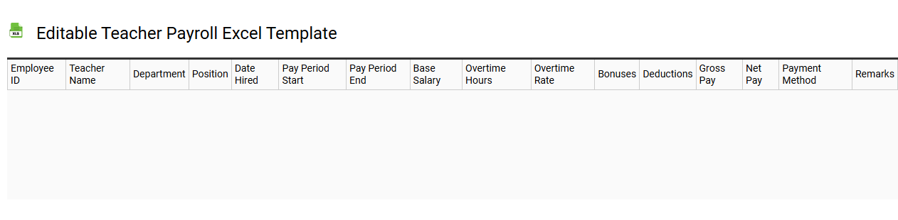 Editable teacher payroll Excel template