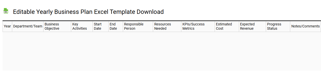 Editable yearly business plan Excel template download