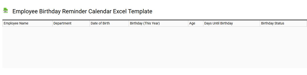 Employee birthday reminder calendar Excel template