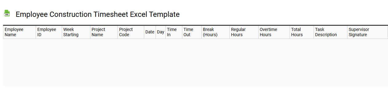 Employee construction timesheet Excel template