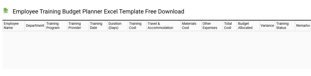 Employee training budget planner Excel template free download