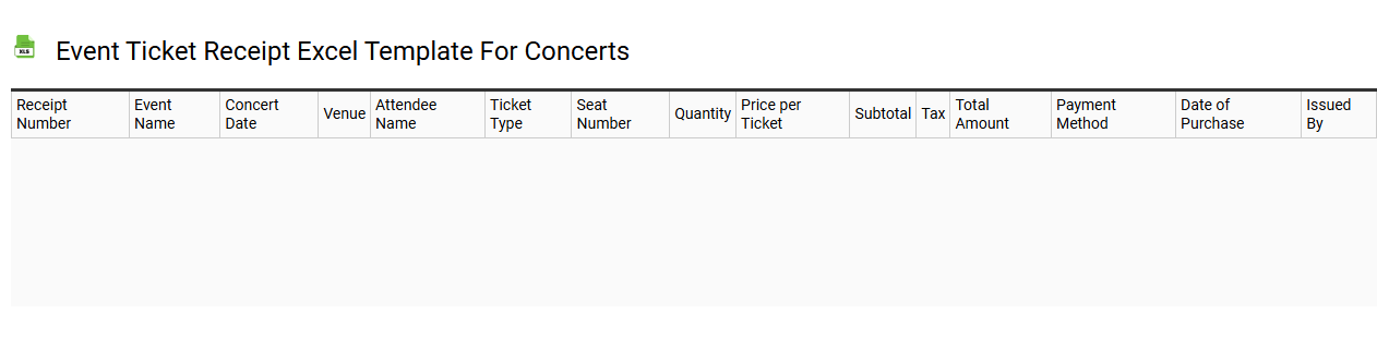 Event ticket receipt Excel template for concerts
