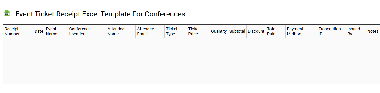 Event ticket receipt Excel template for conferences
