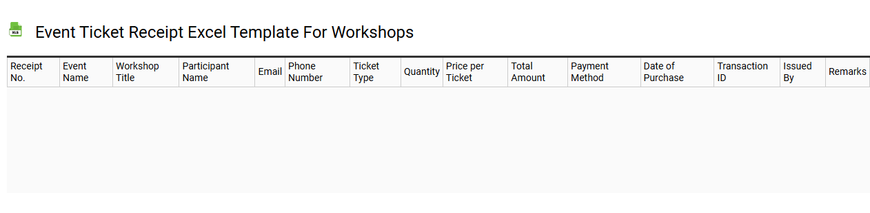 Event ticket receipt Excel template for workshops