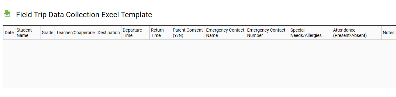 Field trip data collection Excel template
