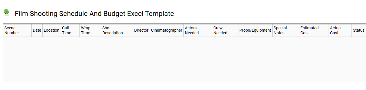 Film shooting schedule and budget Excel template