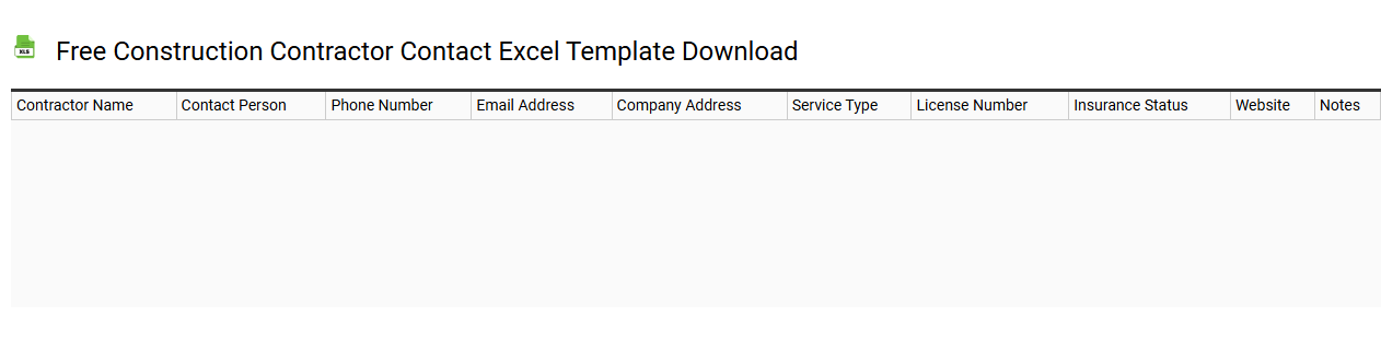Free construction contractor contact Excel template download