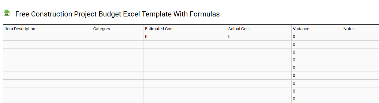 Free construction project budget Excel template with formulas