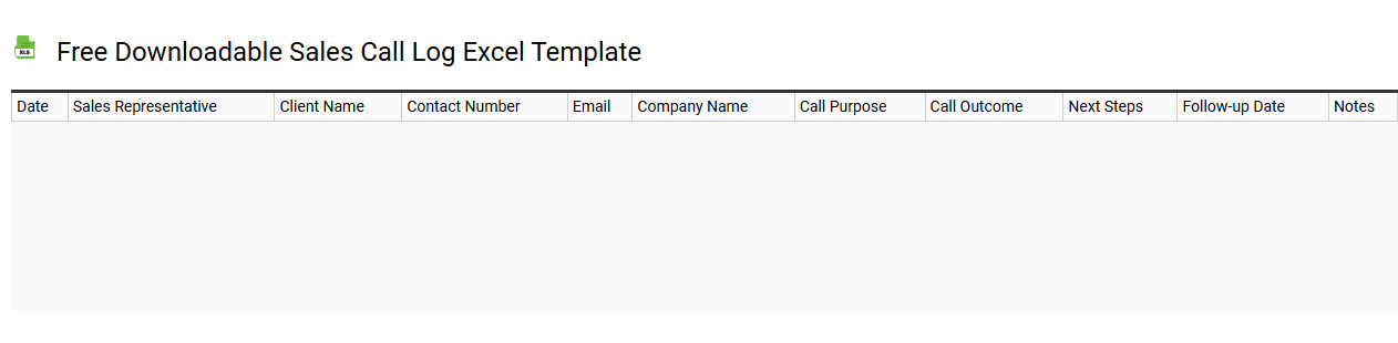 Free downloadable sales call log Excel template