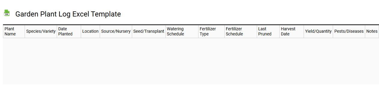 Garden plant log Excel template