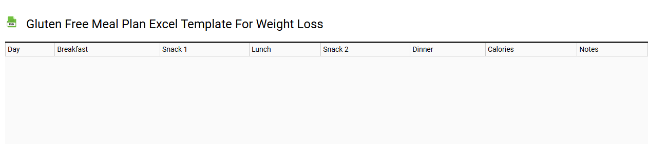 Gluten free meal plan Excel template for weight loss