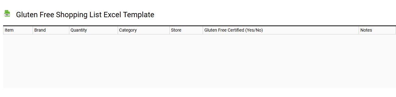 Gluten free shopping list Excel template