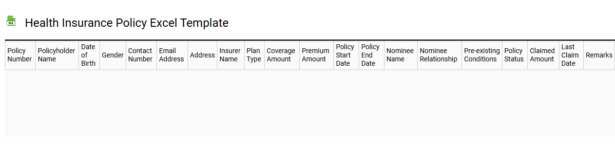 Health insurance policy Excel template