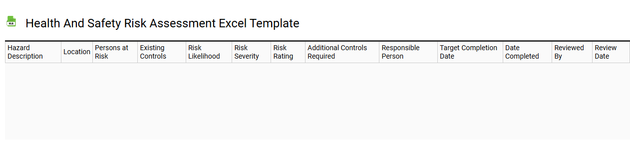 Health and safety risk assessment Excel template